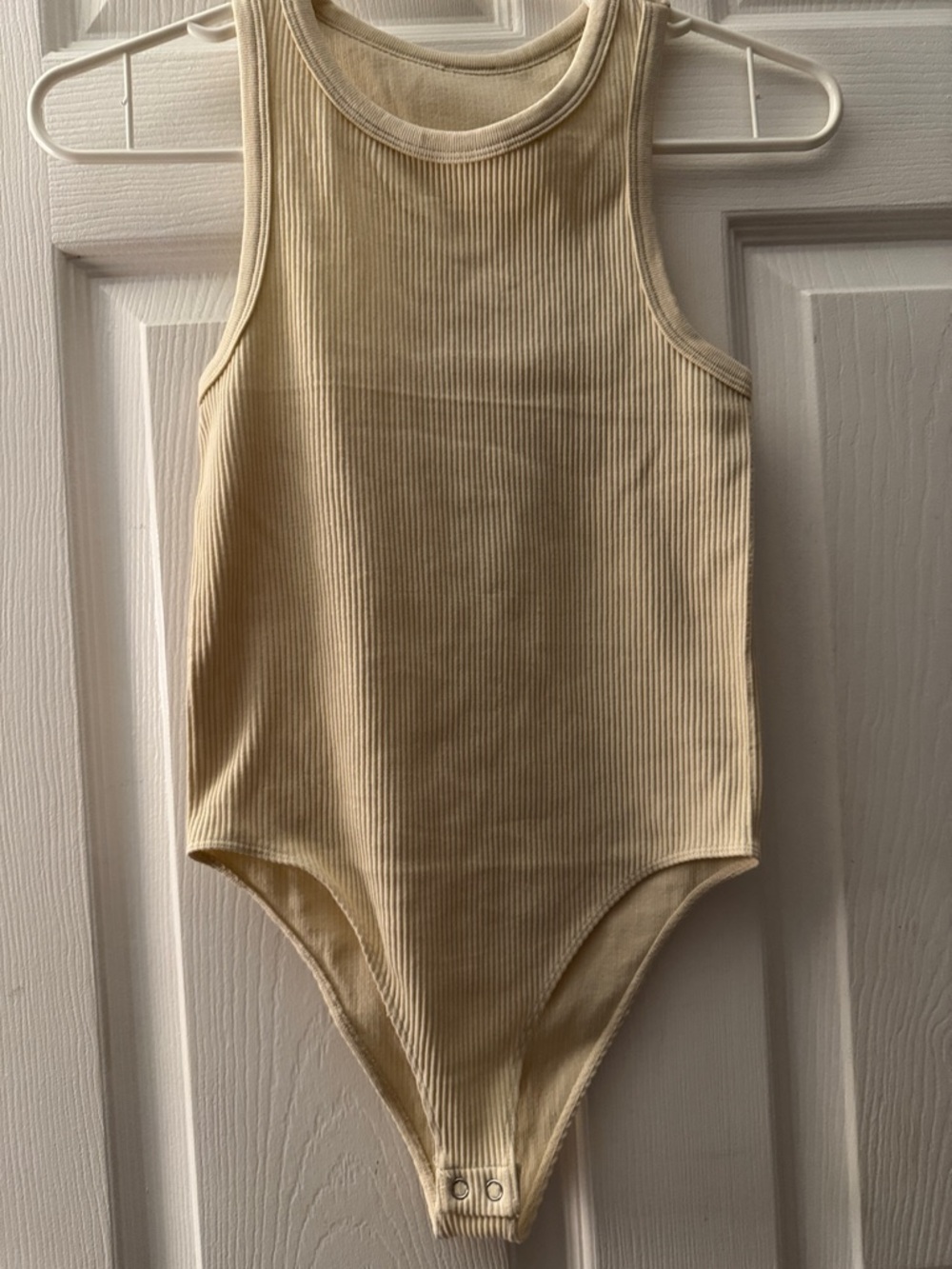Source Unknown Ribbed Tank Bodysuit in Cream